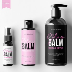 Editable Cosmetic Bottle Label Template, DIY Cosmetics Label, Cosmetics Labels Printable, 6oz, 4oz, 2oz Bottle Labels, Skin Care label CANVA
