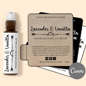 Modello balsamo labbra modificabile ORGANICO, etichetta burrocacao fai da te, balsamo labbra stampabile, balsamo labbra Kraft, etichetta prodotto personalizzato, CANVA, design etichetta KRAFT