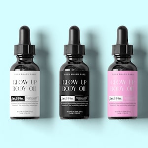 Editable Dropper Bottle Template, Custom Product Label, 1oz, 2oz, Roller Bottle, Essential Oil Label, DIY Dropper Bottle, Cosmetic Skin Care