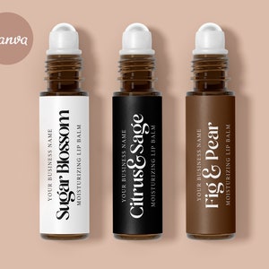 MODERN Editable Lip Balm Template, RETRO Diy Chapstick Label, Printable Lip Balm, Kraft Lip Balm, Custom Product Label, CANVA