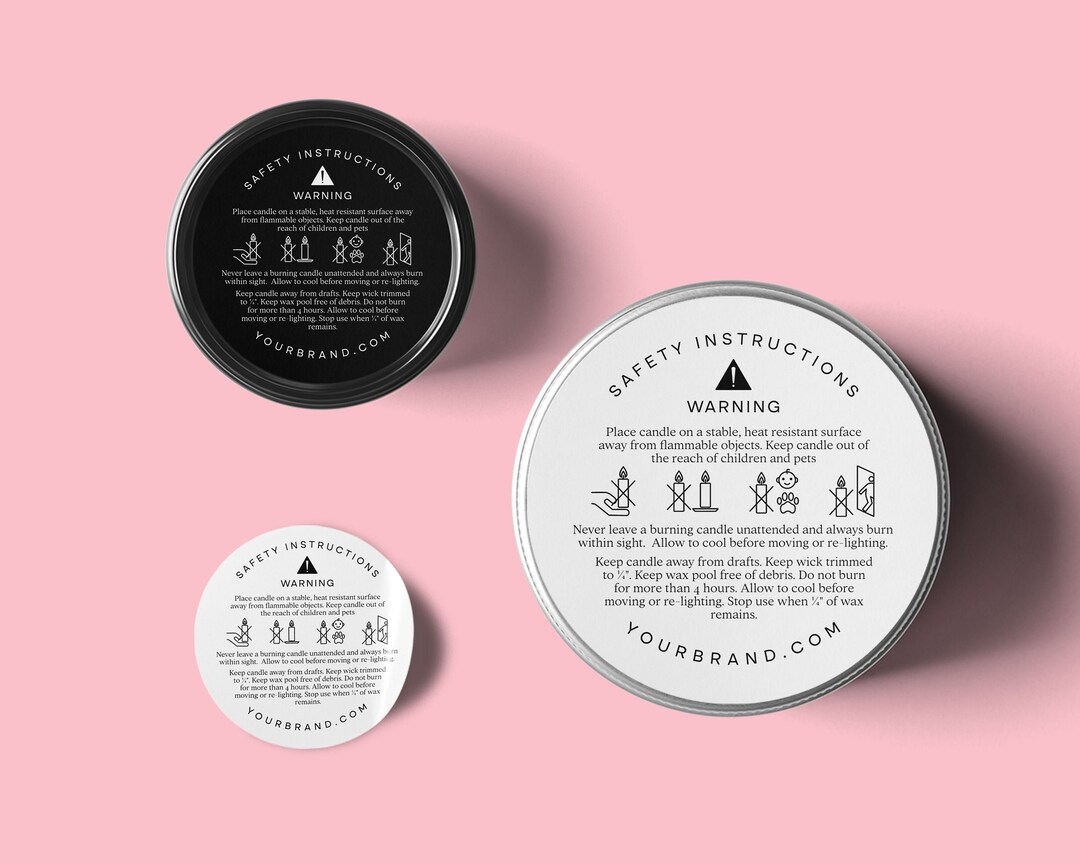 Candle Warning Label Template, Editable Candle Labels, Candle Safety