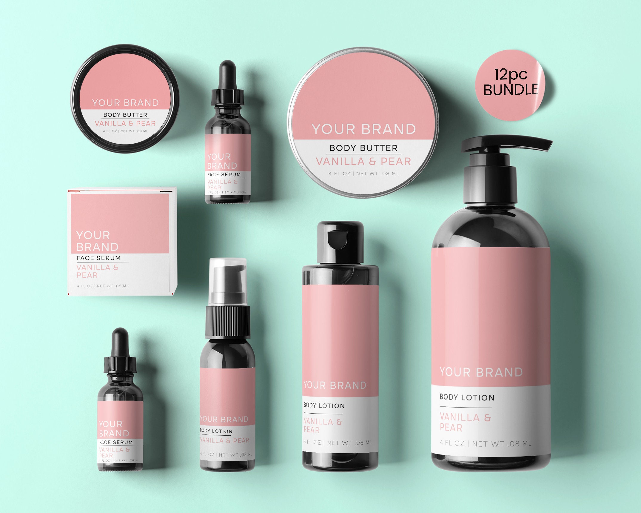 Bearbeitbare Kosmetiketiketten, bearbeitbare Körperproduktetiketten, DIY-Kosmetiketiketten, Hautpflegeetikett, Kosmetiketikettenvorlage, Kosmetikproduktetikett