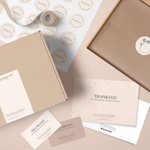 NEUTRAL Branded Packaging Templates, MINIMAL Editable Box Seal Template, Custom Order Insert Card, Packaging Design, Custom Product Label