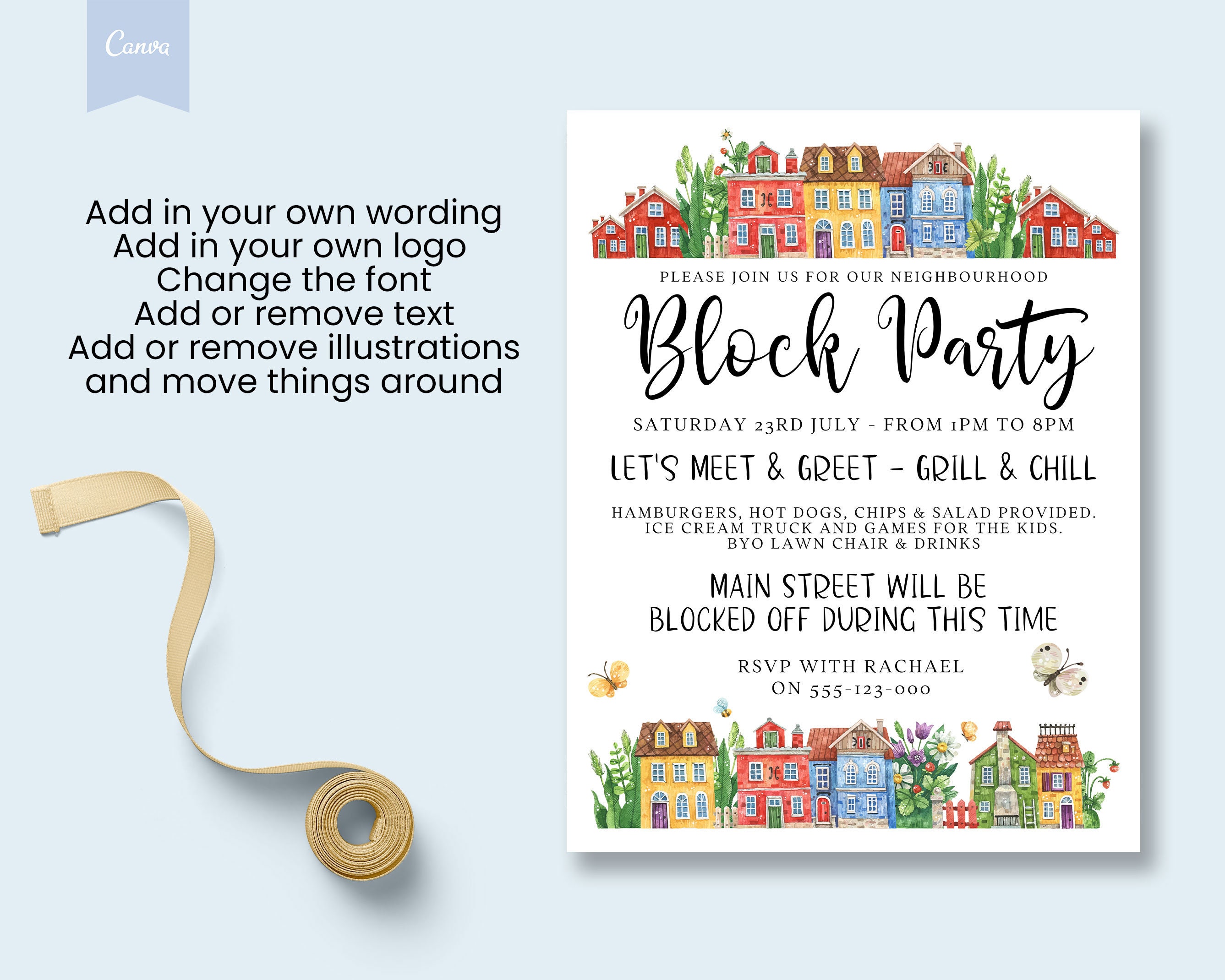 Block Party Invites Examples DIY Block Party Invitation, Editable, Street Party, Diy Template ...