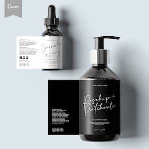 Editable Cosmetic Bottle Label Template, DIY Cosmetics Label, Cosmetics Labels Printable, 6oz, 4oz, 2oz Bottle Labels, Skin Care label CANVA