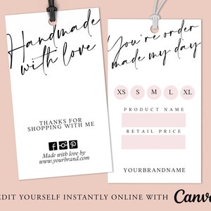 Custom HANG TAGS, Small Business Swing Tag, Product Tag Template, Boutique, Hair Bundles, Size Tag, Hang Tag, Custom Product Label, CANVA