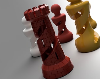 Individual chess pieces M/L made of bioplastic, matt/glossy - perfect for chess players and as a decorative gift