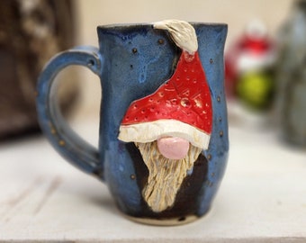 Coffee Gnome Mug Unique Present Gift Mug Gnome Red Hat Cup Tea Drink Comfort Handle Ceramics Guy Gift The Wildwood Potter