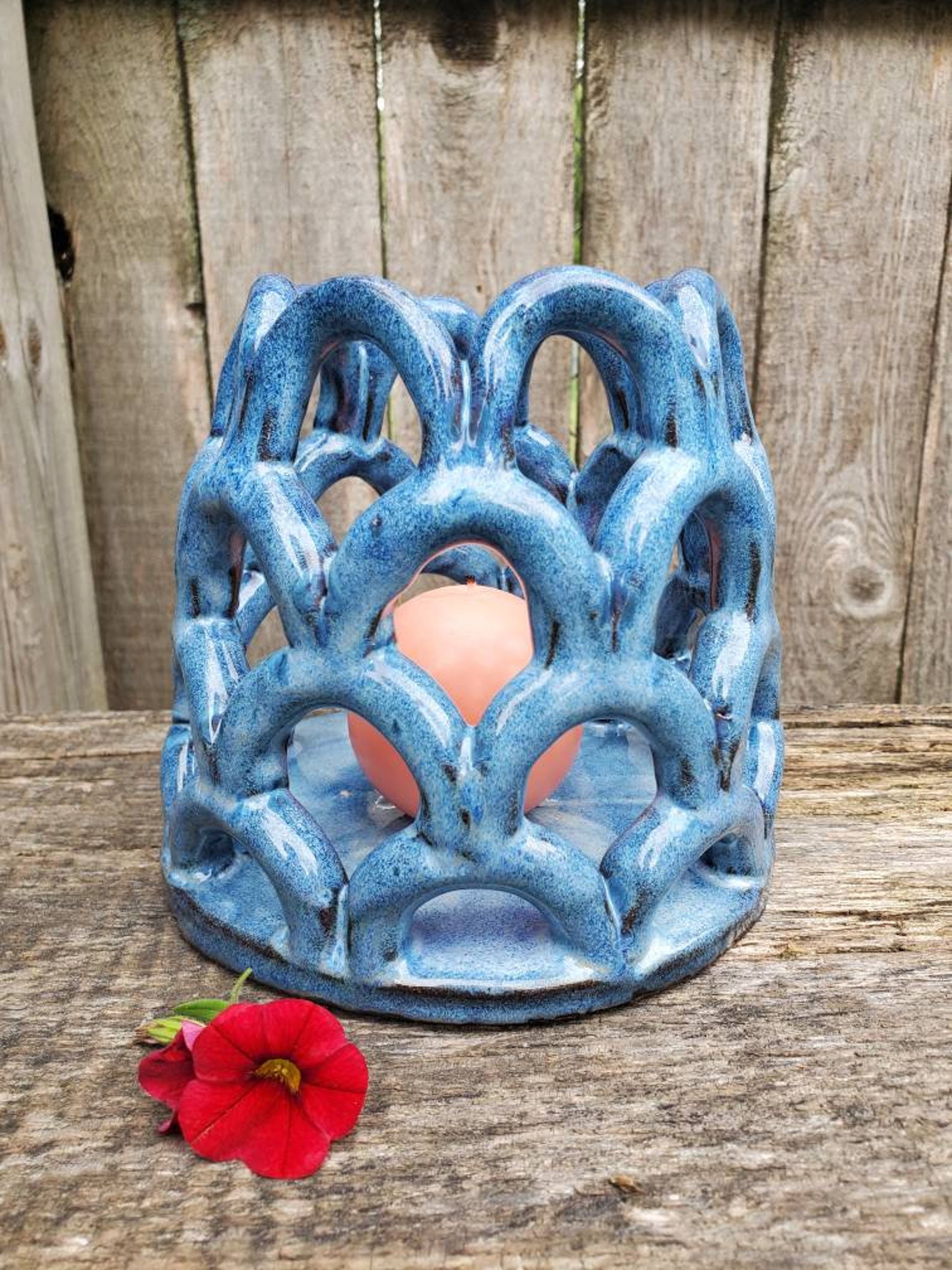 Handmade Pottery Lantern Candle Illuminary Orchid Pot Planter Etsy