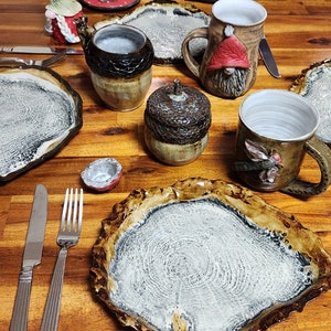 Wood Plate, Ceramic, Charcuterie, Board, Pottery, Dinner Plate, Cheese Tray, Handmade, Ceramic, Cedar Wood Artisan The Wildwood Potter image 6