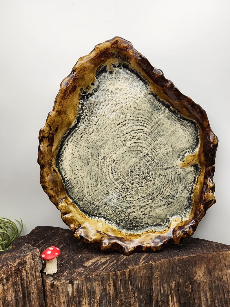 Wood Plate, Ceramic, Charcuterie, Board, Pottery, Dinner Plate, Cheese Tray, Handmade, Ceramic, Cedar Wood Artisan The Wildwood Potter image 8