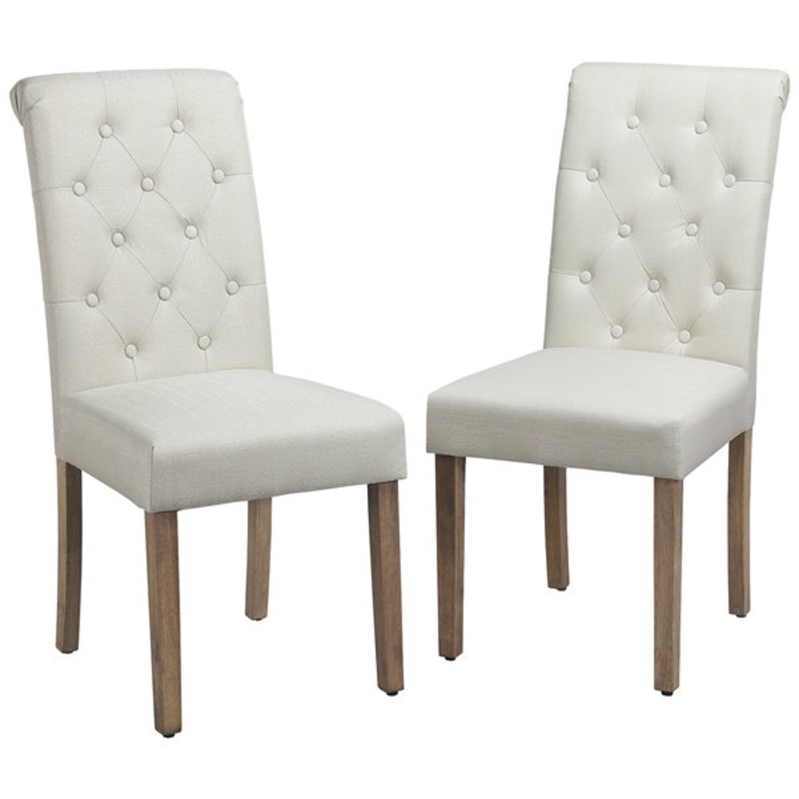 Upholstered tufted dining chairs set of 2 white Etsy