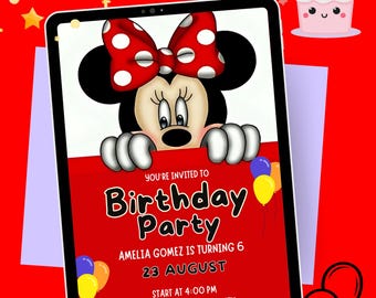 Editable Mickey Mouse Birthday Invitation, Canva Template (Digital Download)
