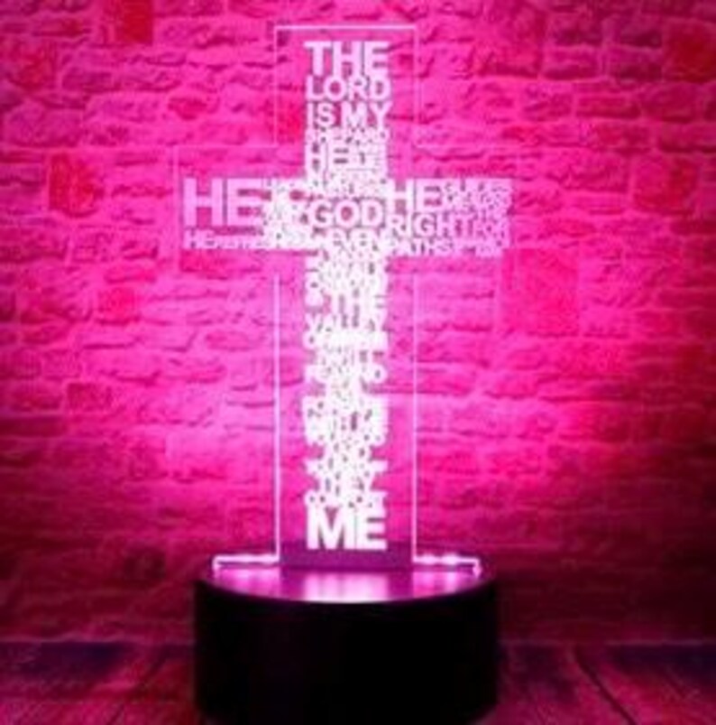 Jesus Cross 3D LED Optical Night Light Cross Shaped Wood Bedside Lamp main image 0