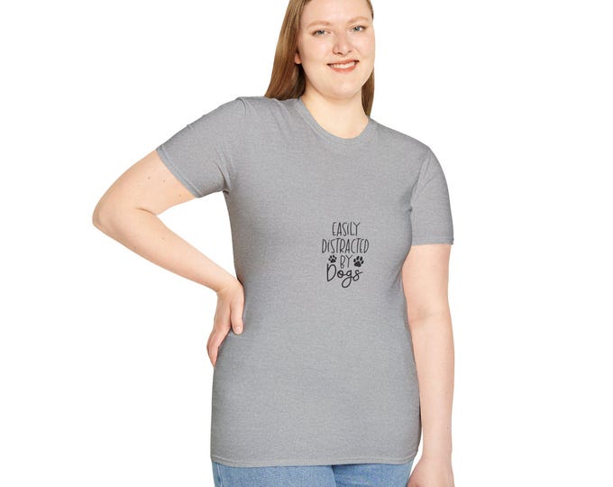 Easily Distracted by Dogs T-Shirt | Dog Paw Graphic