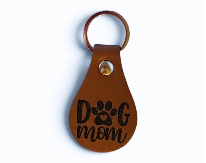 Dog Mom Faux Leather Keychain