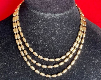 Napier Goldtone three row Necklace 16”
