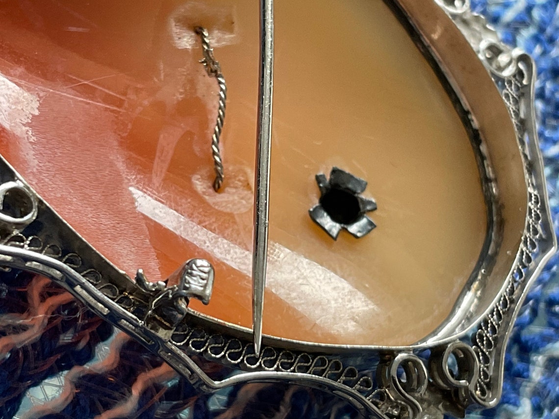 Vintage 14k White Gold Filigree Shell Cameo Habille 3mm European Cut ...