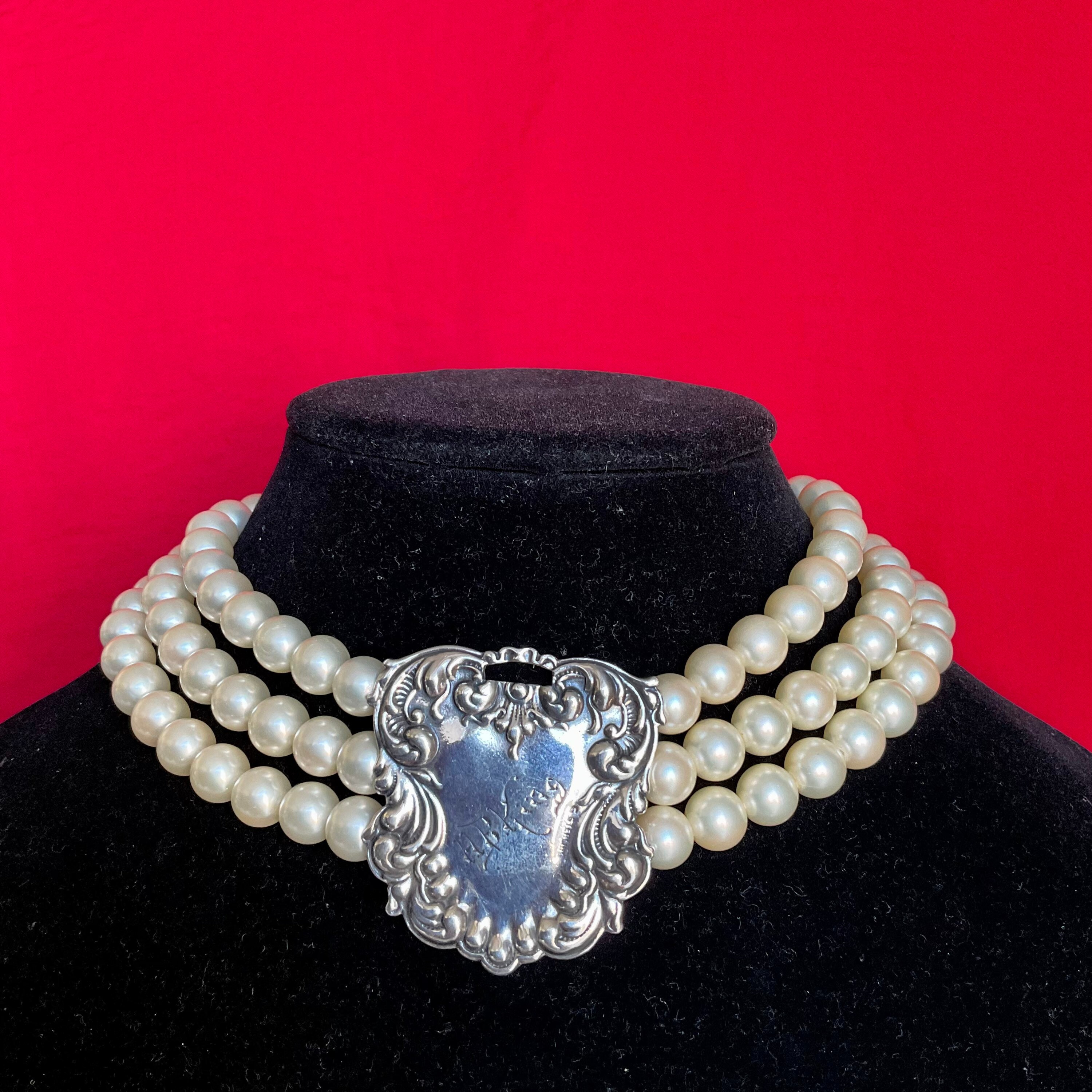 Vintage Foree Hunsicker Luggage Tag Necklace Cherub Love Valentine 925  Sterling