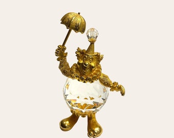 Swarovski Trimlite Crystal Golden Clown with Umbrella figurine
