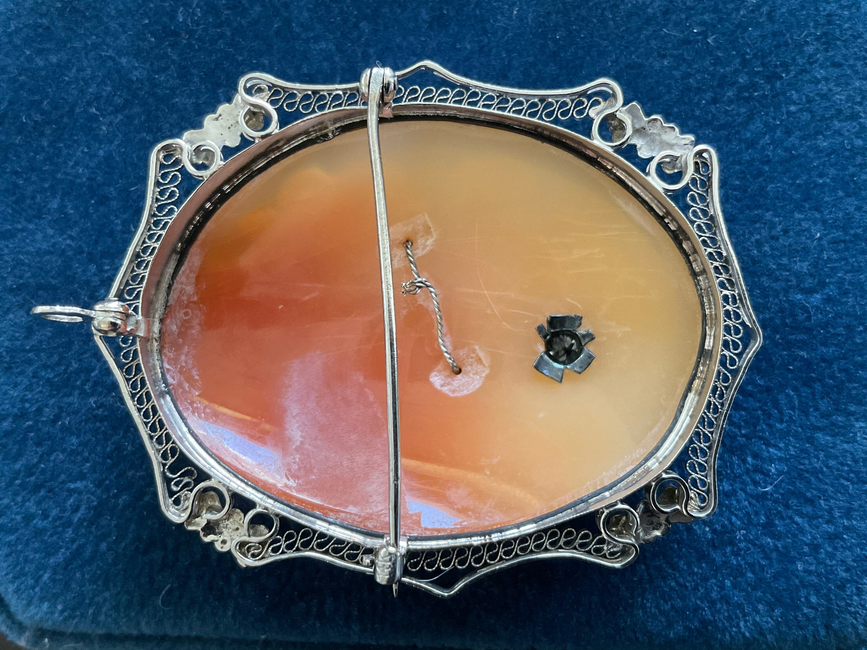 Vintage 14k White Gold Filigree Shell Cameo Habille 3mm European Cut ...