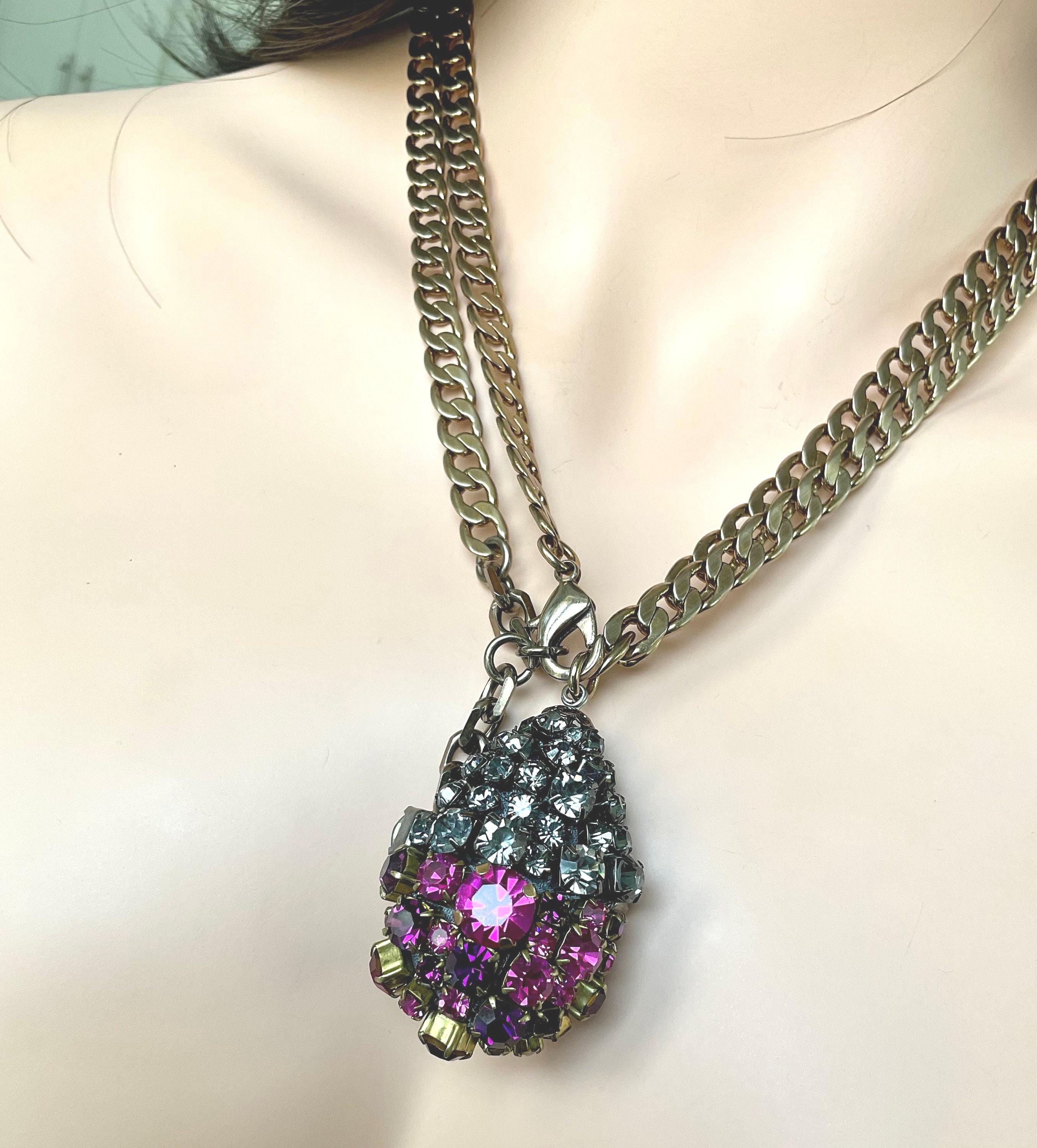 アクセサリー Rada necklace RADA Italy, Vintage Antique Gold 40”chain Necklace & 2” Egg in