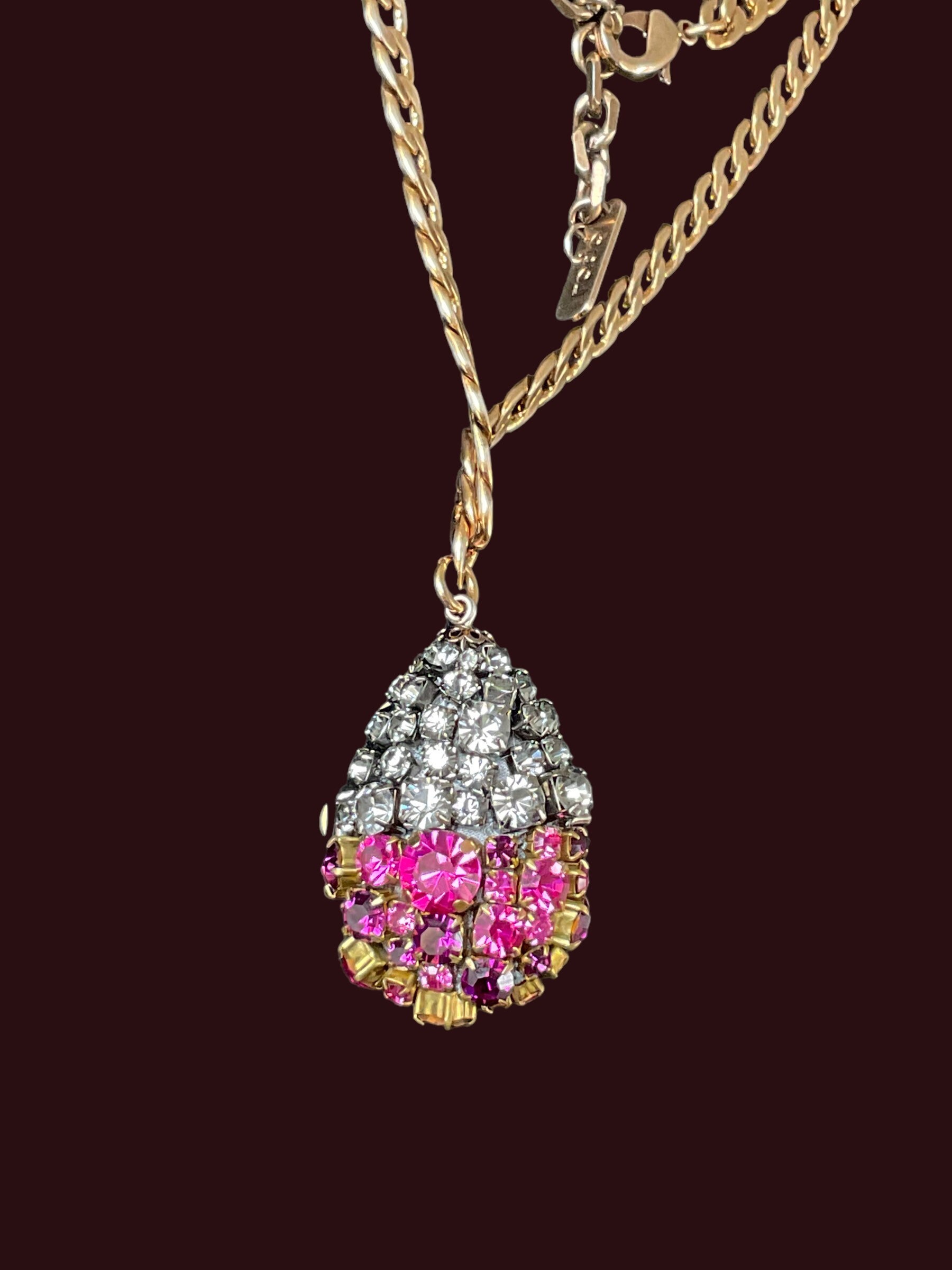 アクセサリー Rada necklace RADA Italy, Vintage Antique Gold 40”chain Necklace & 2” Egg in