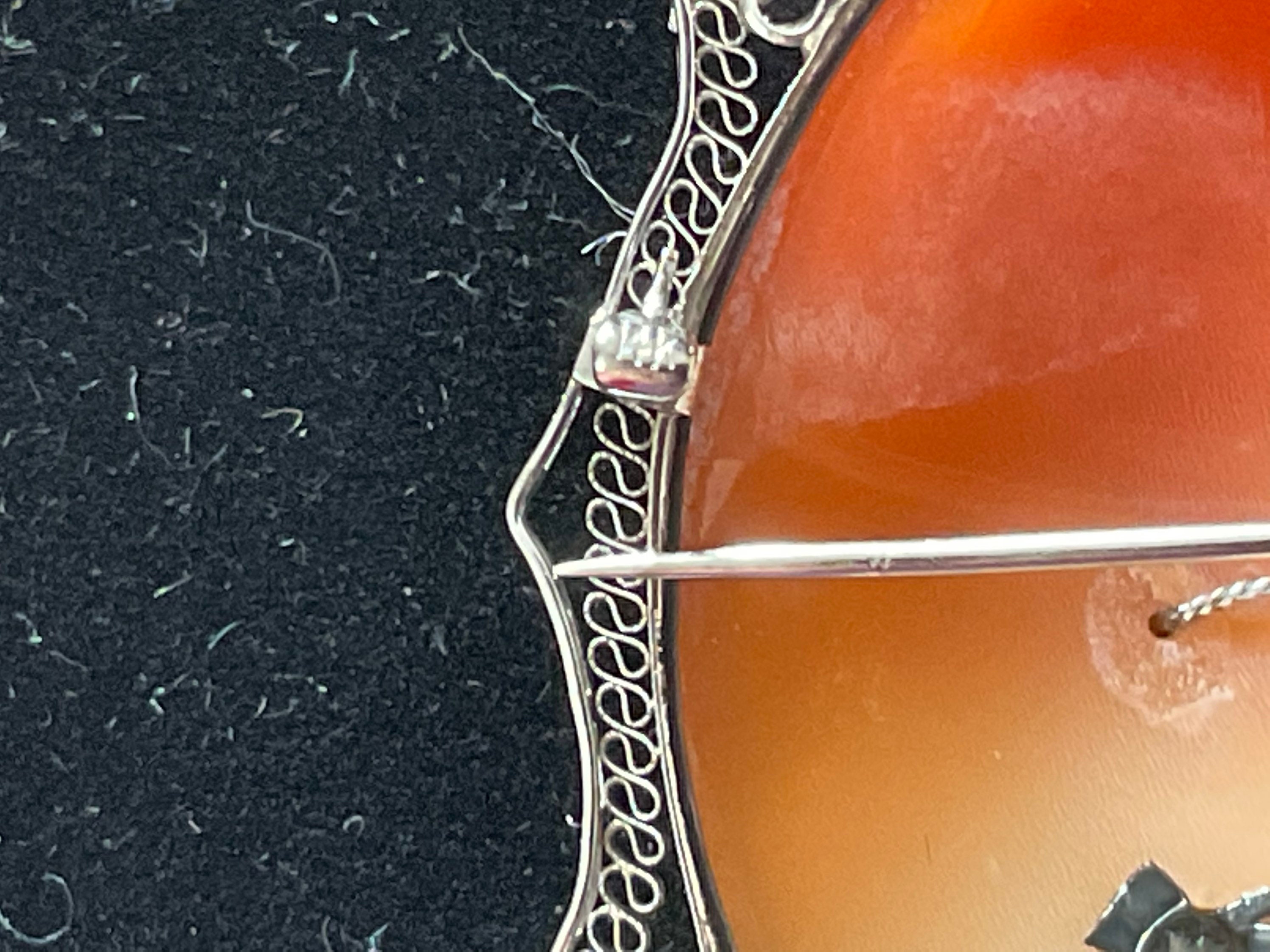 Vintage 14k White Gold Filigree Shell Cameo Habille 3mm European Cut ...