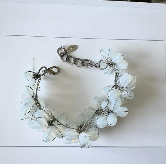 Crystal silver wire Flower Bracelet by Aldo, Adju… - image 6