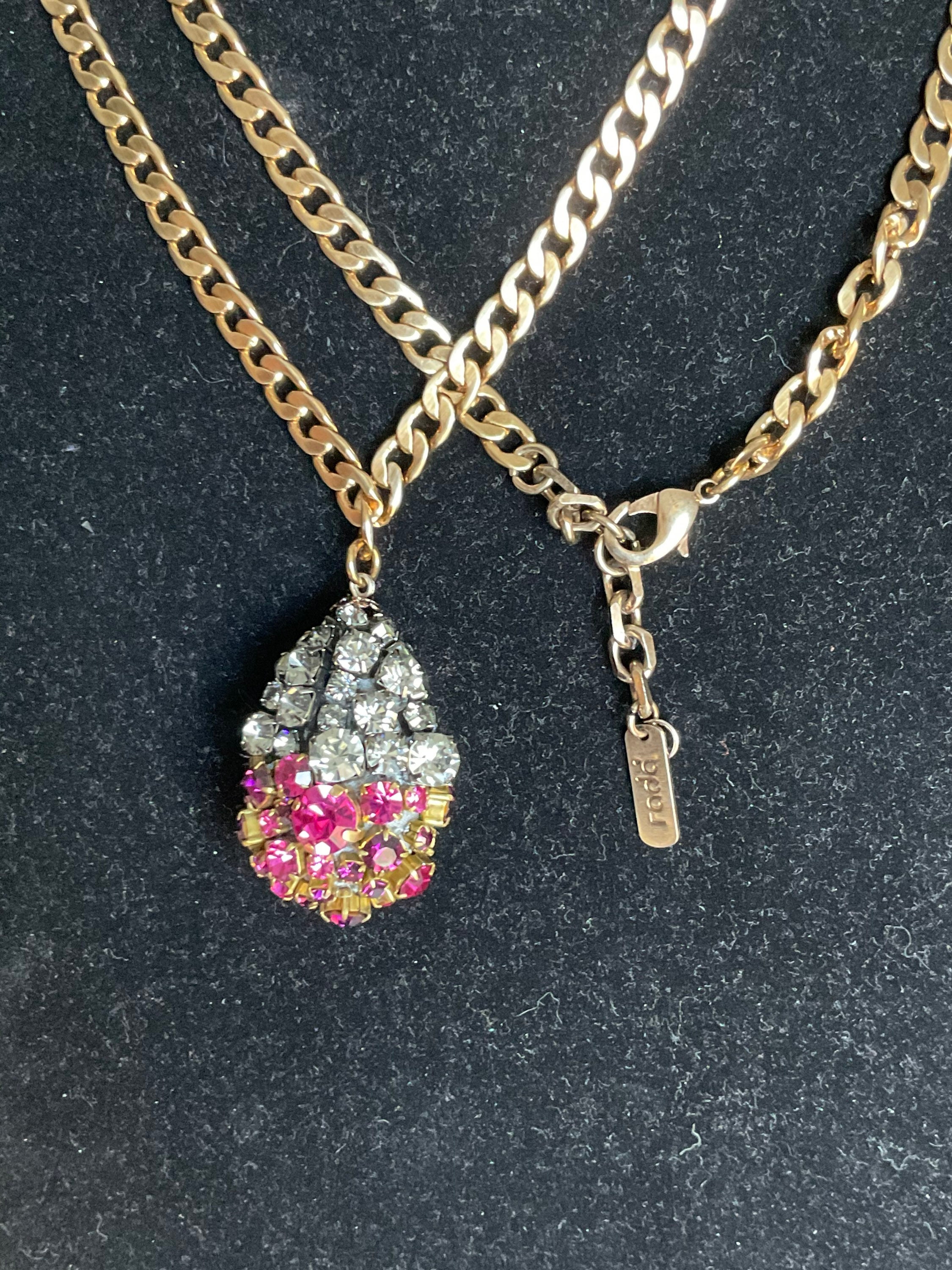 RADA Italy, Vintage Antique Gold 40”chain Necklace & 2” Egg in
