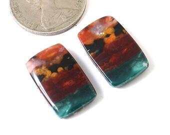 Natural Multi Colour jasper pair cabochon, Cushion Shape cabochon -21X13X4MM