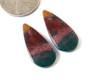 Natural Multi Colour jasper pair cabochon, Pear Shape cabochon -28x13x4mm