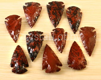 Hand Carved Mahogany Obsidian Arrowhead: Root Chakra Stone