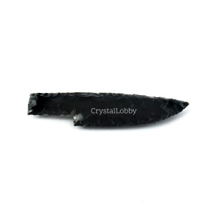 Hand Knapped Black Obsidian Crystal Knife: Handmade Athame HUNTING KNIFE