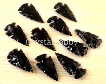 Hand Knapped Black Obsidian Arrowhead - 1.5 Inches, christmas gifts