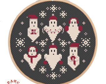Winter Ghosts cross stitch, pdf printable pattern
