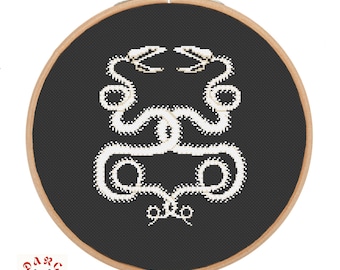 snake taxidermy, skeleton, cross stitch pattern pdf
