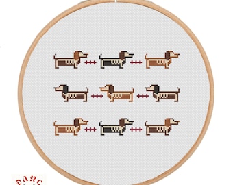 Dachshund Weiner Dog skeleton, pdf printable cross stitch pattern