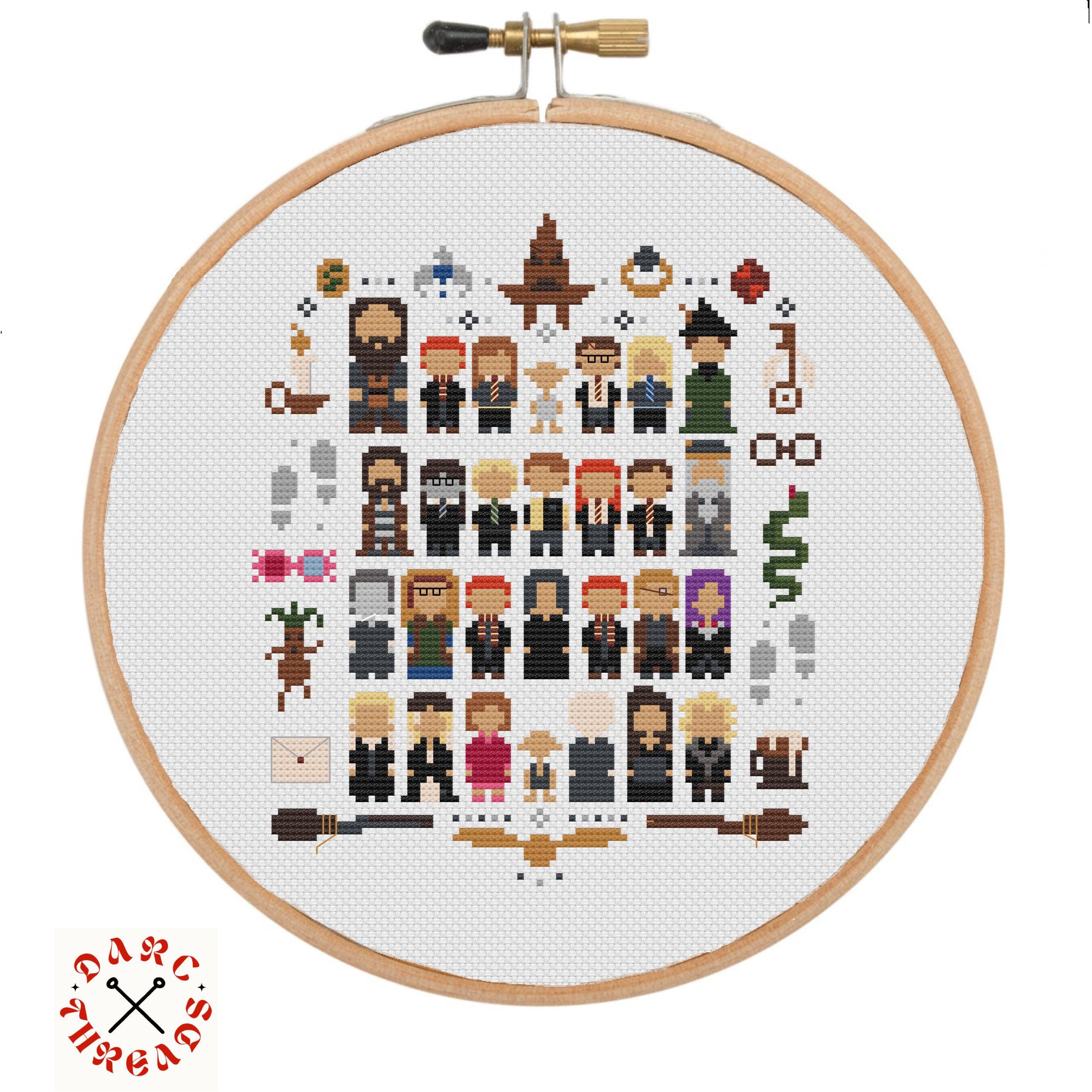 Potter Wizard Movie art, Characters, pdf printable cross stitch pattern