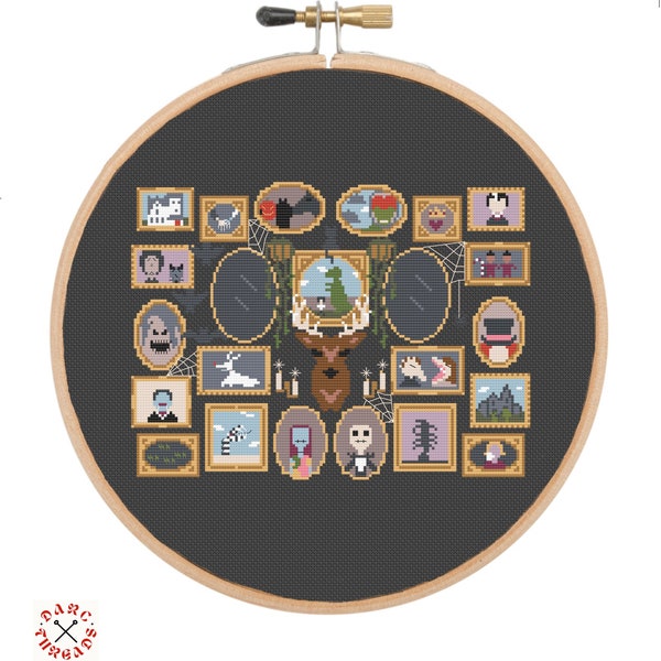 Tim Burton Movie art, gallery wall 2, pdf printable cross stitch pattern