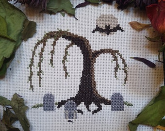 Moonlit Graveyard, pdf printable pattern