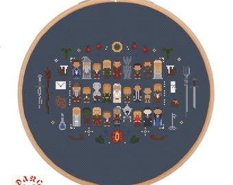 LOTR characters Cross stitch, pdf pattern, printable.