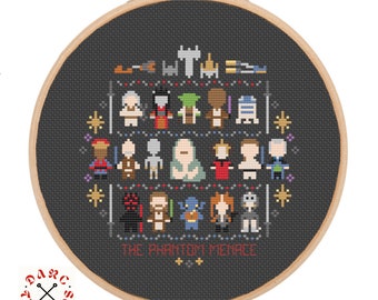 Phantom Menace star wars characters Cross stitch, pdf pattern, printable.