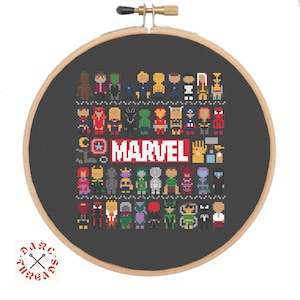 Super hero Characters and Villains, Cross stitch, pdf pattern, printable.
