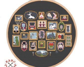 Tim Burton Movie art, gallery wall, pdf printable cross stitch pattern