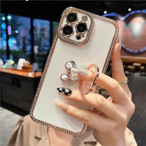 Bling Glitter Sparkle Diamond Mirror Phone Case with Ring Finger Stand  Holder