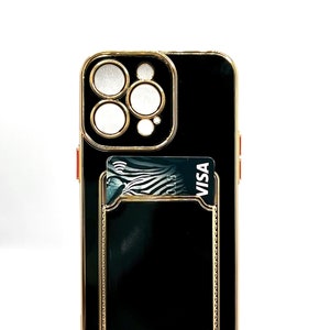 Funda de teléfono chapada de lujo con tarjetero para iPhone 14 11 12 13 Pro Max Mini X Xs MAX XR 7 8 Plus SE 3 funda de billetera suave con tarjetero