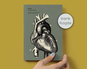 A5 | | Notebook Human heart | 144 pages (!) Natural paper | lined | A great gift for medical students | Vintage