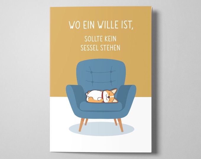 Funny Postcard | A6 | Where there is a will, there should be no chair