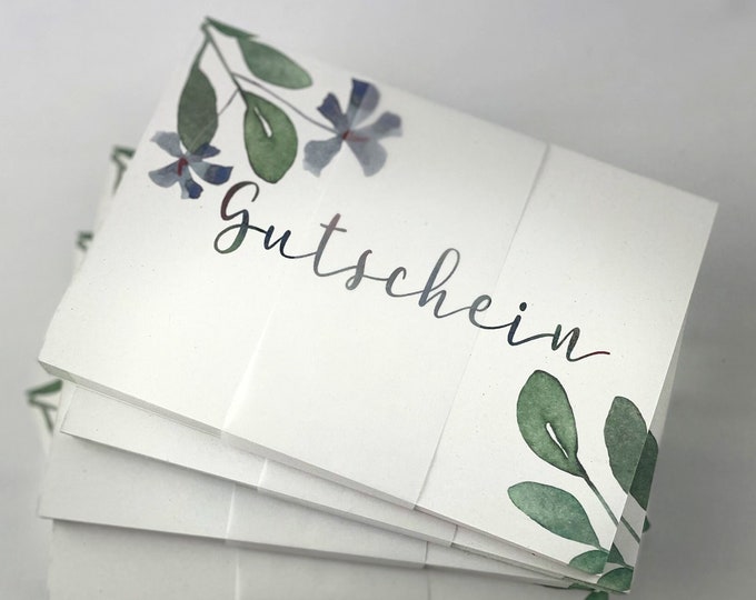 Voucher set | 25, 50, or 100 pieces (price advantage) | Customer loyalty | 300g offset cardboard | Climate neutral | Blank customer voucher |